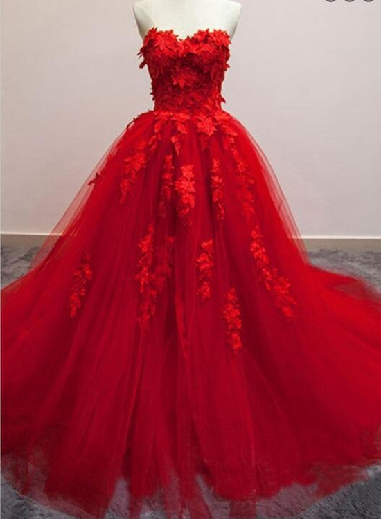 solvbao Gorgeous Red  Quinceanera Dress, Tulle Ball Gown, Red Formal Gowns