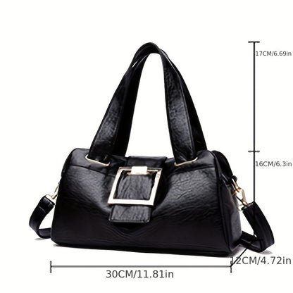 solvbao  Large Capacity Zipper Shoulder Bag, PU Leather Soft Handbag, Multi-compartment Stylish Crossbody Bag