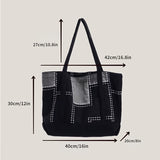 solvbao  Vintage Denim Canvas Stitching Tote Bag, Large Capacity Shoulder Bag, Trendy Summer Street Wear Handbag