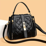 solvbao  Trendy Lozenge Quilted Bucket Bag, Solid Color Zipper Shoulder Bag, Perfect Crossbody Bag For Daily Use