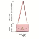 Trendy Solid Color Square Shoulder Bag, Bead Turn-Lock Crossbody Abg, All-Match Purse