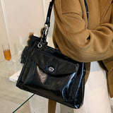 Trendy Retro Shoulder Bag, Turn-Lock Chain Bag, All-Match Minimalist Bag For Women