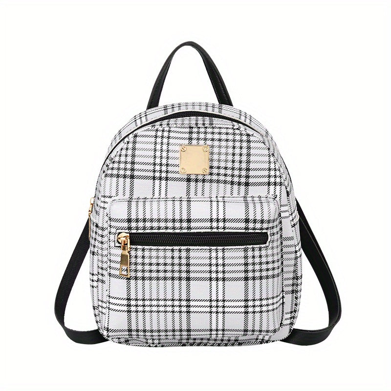 solvbao  1pc New Plaid Stylish Backpack, Multi-functional Casual Plaid Backpack, Trendy Sweet Crossbody Bag, Cute Double Shoulder Bag, Mobile Phone Bag, Camera Bag, Lipstick Bag