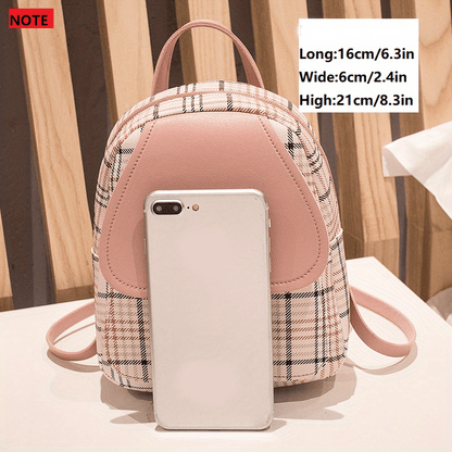 solvbao  Plaid Backpack With Adjustable Straps, Cute Small Backpack,Zipper Casual Shoulder Bag, Card Wallet, Mobile Casual Phone Bag,Casual Camera Bag,Lipstick Bag, Key Bag, Single Shoulder Bag, Diagonal Span Bag, Backpack Dual Purpose(6.3*2.4*8.3)Inch