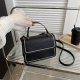 solvbao Trendy Crocodile Pattern Crossbody Bag, Solid Color Square Flap Handbag, Perfect Shoulder Bag For Daily Use