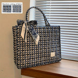 Trendy Tweed Tota Bag, Large Capacity Shoulder Bag, Women's Commuter Handbag