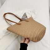 Straw Woven Summer Beach Bag, Fashion Large Tote Bag, Boho Style Shoulder Bag For Travel