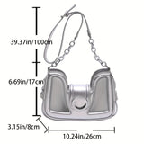 Trendy Silver Crossbody Bag, Trendy Y2K Shoulder Bag, Women's Fashion Handbag & Tote Purse