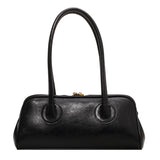 solvbao Double Zipper Baguette Bag, Elegant Solid Color Shoulder Bag Women's Retro Style Handbag