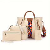 4pcs/set Fashion Large Capacity Hobo Bag, Trendy Crossbody Tote Bag, Women's Casual Handbag, Shoulder Bag & Purse