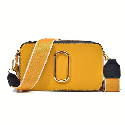 solvbao  Trendy Color Blocking Mini Crossbody Bag, PU Leather Square Shoulder Bag, Perfect Sling Bag For Daily Use