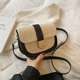 Straw Woven Saddle Bag For Women, Boho Style Crossbody Bag, Trendy Flap Purse For Travel Beach