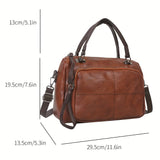 solvbao Retro Style Handbag For Women, Solid Color Crossbody Bag, Casual PU Leather Boston Bag