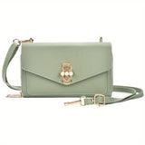 Trendy Solid Color Square Shoulder Bag, Bead Turn-Lock Crossbody Abg, All-Match Purse