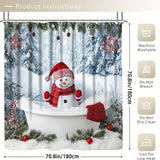 4pcs Snowman Shower Curtain - Waterproof Christmas Curtain Set With Non-Slip Rugs, Toilet U-Shape Mat, Toilet Seat Cover, Machine Washable Bathroom Decoration Curtain Set With 12 Hook, Christmas Theme Bathroom Accessories