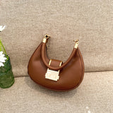 Trendy Hobo Bag For Women, Minimalist Shoulder Purse, Buckle Decor Crescent Bag & Handbag