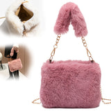 solvbao Cute Plush Handbag For Women, Fashion Chain Crossbody Bag, Autumn And Winter Fluffy Shoulder Bag