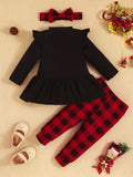 Baby Girl Christmas Outfits, Fall Winter Long Sleeve My First Christmas Letter Print Dress Top + Striped Pants 2pcs outdoor clothes Outdoor Set 3-18 Months, Outdoor Cloth