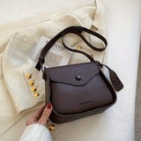 solvbao  Trendy PU Leather Flap Crossbody Bag, Solid Color Square Shoulder Bag, Perfect Messenger Bag For Daily Use