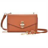 Trendy Solid Color Square Shoulder Bag, Bead Turn-Lock Crossbody Abg, All-Match Purse