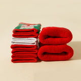 5pairs Baby Boys Kids Santa Claus Christmas Gift Bear Elk Terry Thickened Warm Socks, Toddlers Children's Trendy Socks