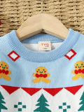 Adorable Toddler Snowman Bell Jacquard Round Neck Knit Pullover - Soft, Warm, and Cozy Sweater for Girls - Fall Winter Season Essential for Kids