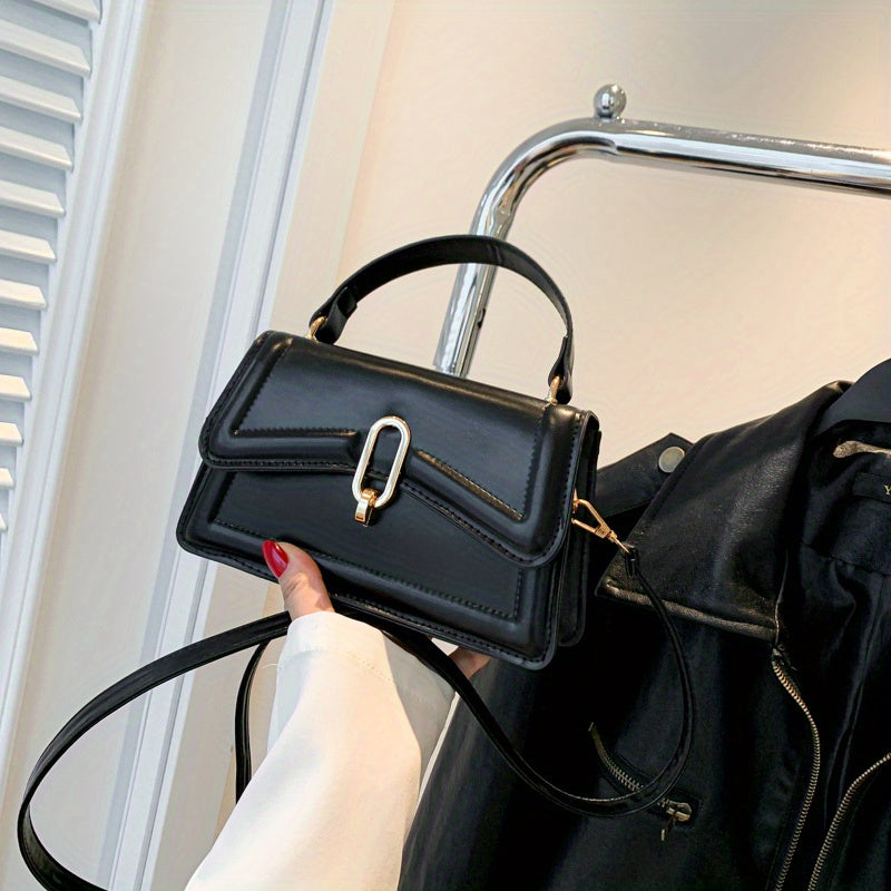 solvbao  Trendy Solid Color Crossbody Bag, All-Match Handbag, Small Flap Crossbody Square Bag