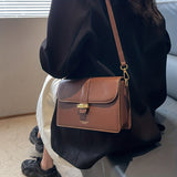 Trendy PU Leather Square Crossbody Bag, Solid Color Flap Shoulder Bag, Perfect Messenger Bag For Daily Use