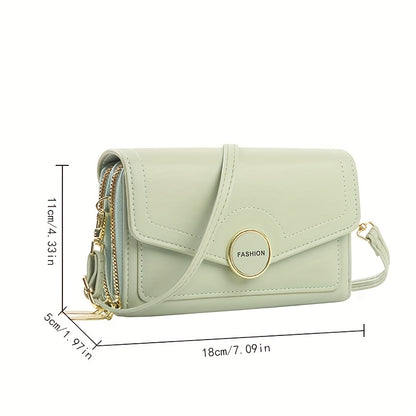 solvbao  Trendy Long Wallet For Women, Buckle Decor Crossbody Bag, Fashion Flap Square Purse