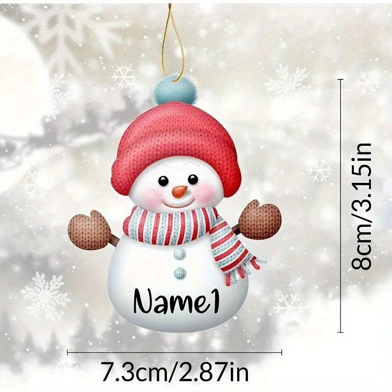 1 Set of 7 Acrylic Flat Snowman Christmas Tree Hanging Ornaments, 2025 Family 2/3/4/5/6/7 People DIY Decorations with Names, Holiday Decorations and Gifts