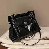 Trendy Retro Shoulder Bag, Turn-Lock Chain Bag, All-Match Minimalist Bag For Women