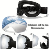 Unisex Adult Snow Goggles with Interchangeable Mirrored Lens - OTG Design for Glasses Wearers, TPU Frame, PC Material - Ski & Snowboard UV Protection, Fog-Resistant, Fits Teens 14+ - Includes Goggle Bag, Prescription Frame Insert - Ideal for Snowsports, S