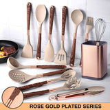 5pcs/13pcs, Silicone Cooking Utensils Set - 446°F Heat Resistant Silicone Kitchen Cooking Tools Gift With Rose Gold-Plated Handles And Holder, BPA FREE Gadgets For Non-Stick Cookware Spatula Set, Kitchen Utensils, Kitchen Supplies