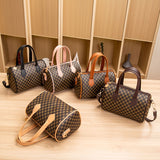 Trendy Geometric Pattern Mini Handbag, PU Leather Boston Bag, Perfect Shoulder Bag For Daily Use