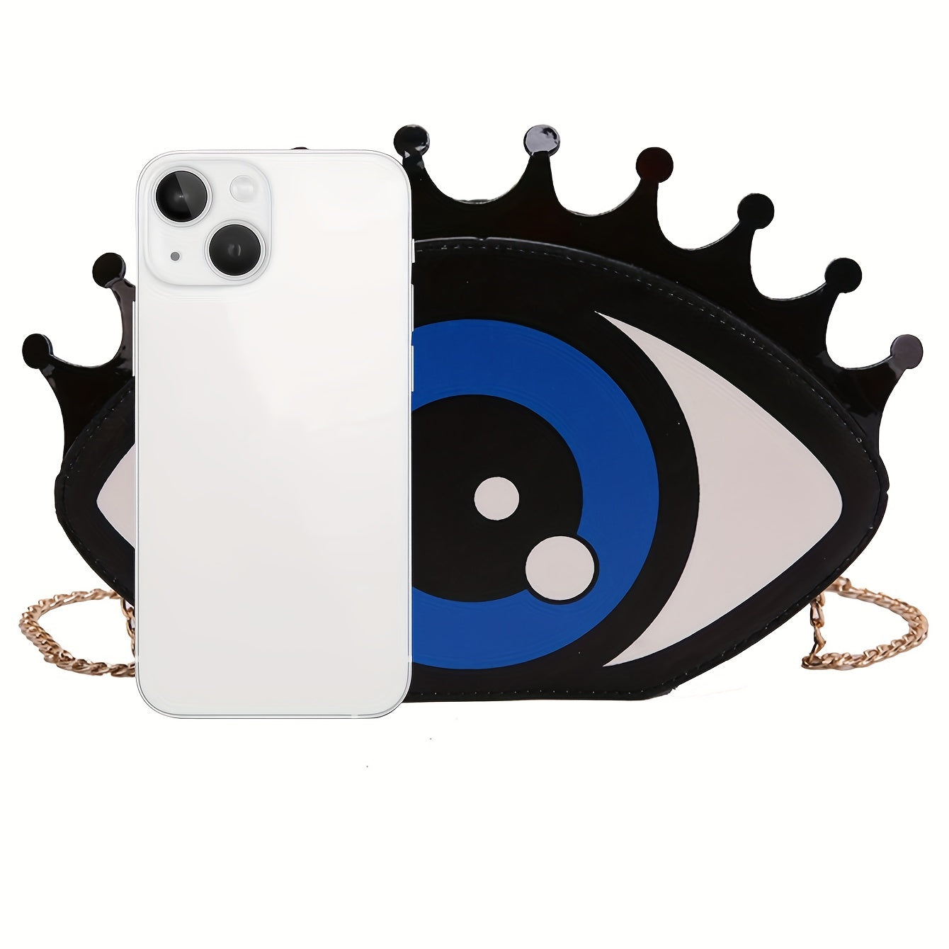 solvbao  Funny Evil Eyes Crossbody Bag With Chain Strap, Creative Big Eye Novelty Purse, Vintage Trendy Shoulder Bag For Women