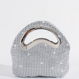 All Over Rhinestone Decor Handbag, Glitter Luxury Sliver Satchel Dinner Bag, Women's Dress Evening Bag