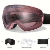 POAT Winter Sports Goggles with Anti-Fog Lens, Protection - Perfect for Skiing, Snowboarding & Outdoor Activities - Includes Black Replacement Lens & Carry Bag