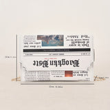 solvbao Newspaper Design Envelope Bag, Trendy Chain Crossbody Bag, Women's PU Flap Clutch Purse