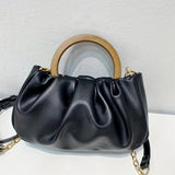 Trendy Pleated Cloud Crossbody Bag, Simple Solid Color Handle Bag, Perfect Shoulder Bag For Daily Use