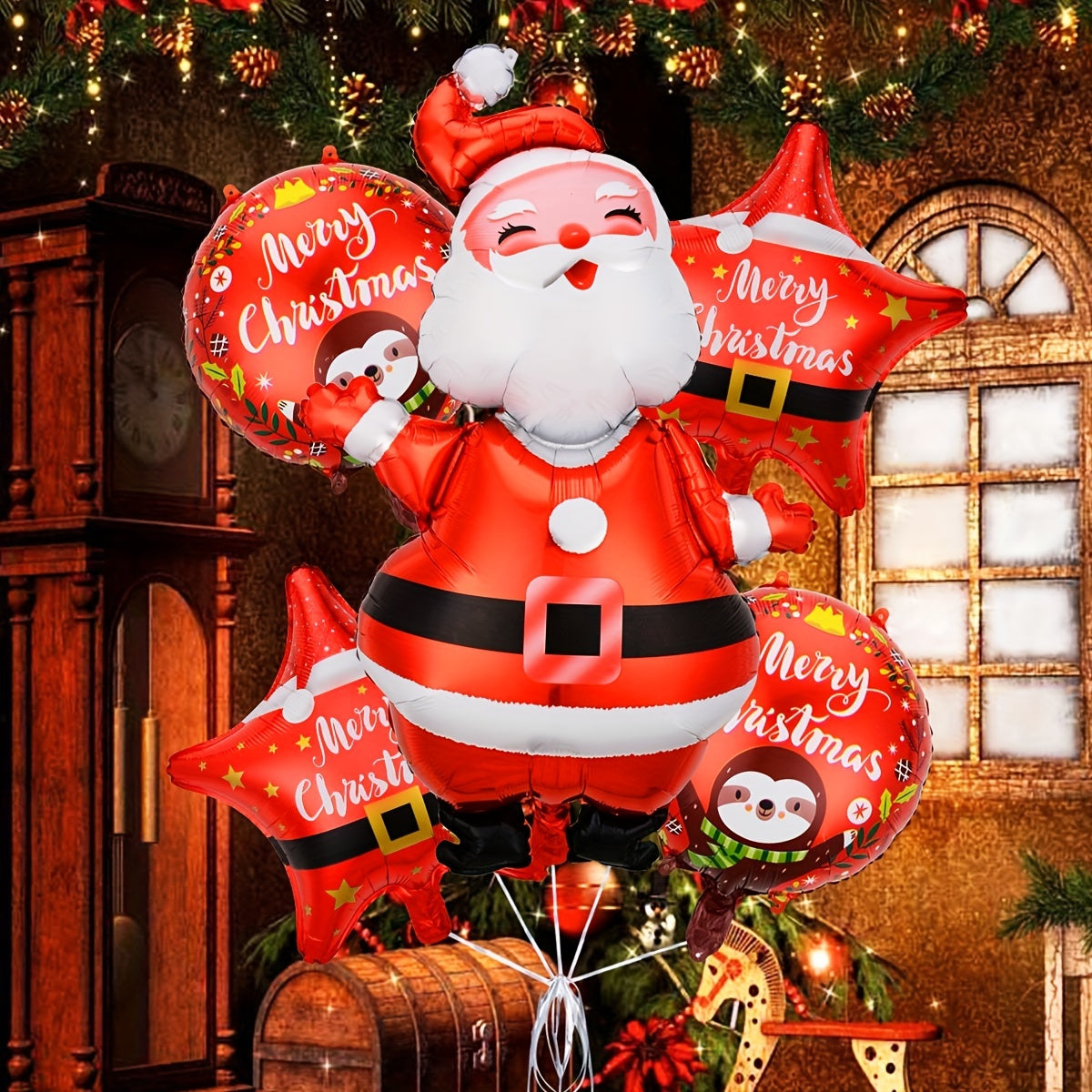 1/5cps, Large Santa Claus Christmas Balloon Aluminum Film Cartoon Decoration Balloon Set New Year Party Decoration 2025