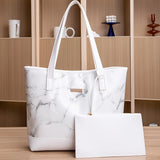 2pcs Marble Pattern Tote Bag Set, Fashion Cloud Print Shoulder Bag, Women's Large Handbag With Coin Purse