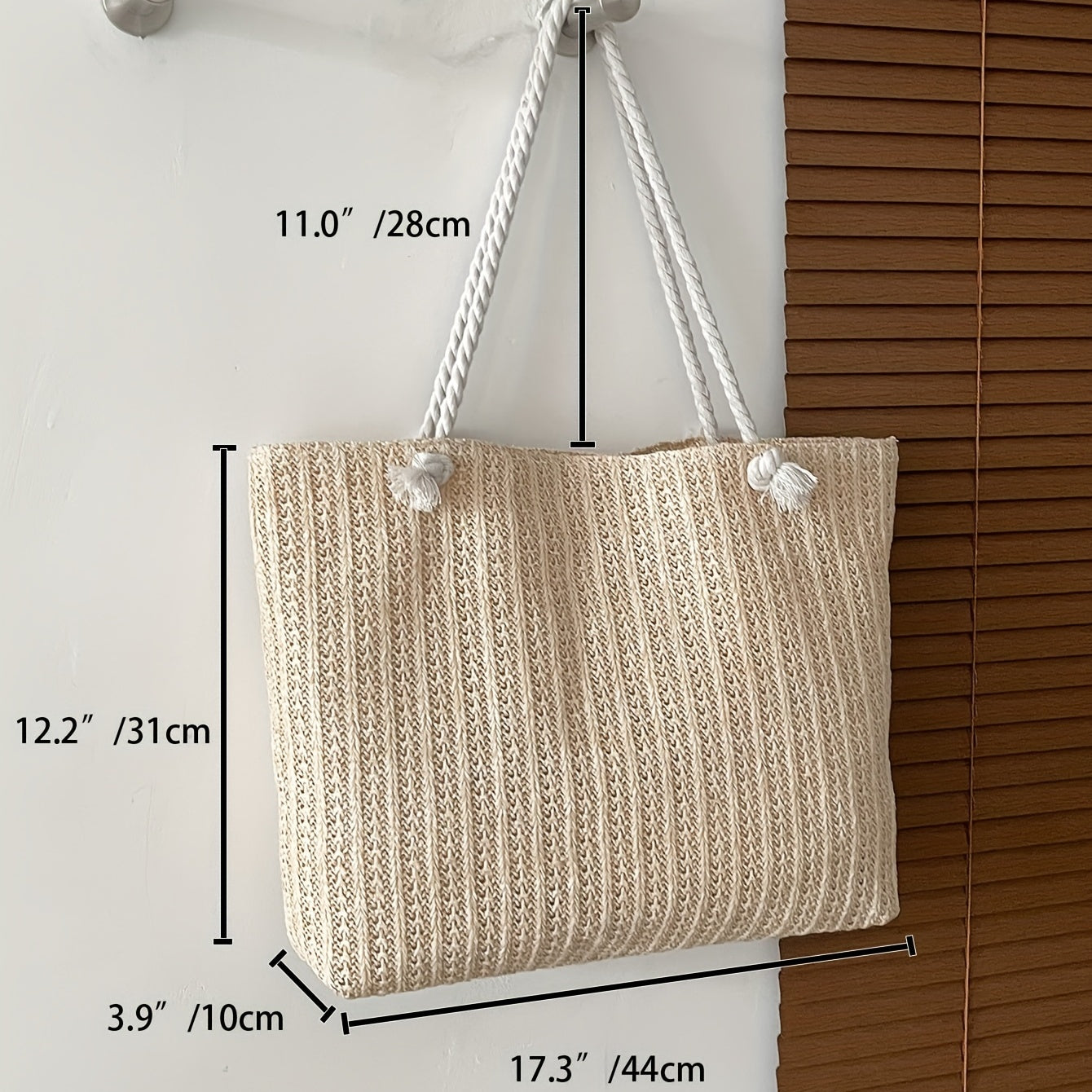 solvbao  Large Capacity Woven Handbag, Minimalist Straw Tote Bag, All-Match Storage Handbag