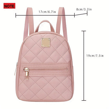 solvbao  Cute Small Women's Backpack, Rhombic Pattern Backpack With Adjustable Strap,Zipper Casual Shoulder Bag,Pink Bag,Coin Purse,Card Wallet,Mobile Casual Phone Bag,Casual Camera Bag,Lipstick Bag,Key Bag,Square Bag