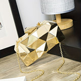 solvbao Mini Metal Argyle Evening Bag, Fashion Clutch Purse For Women, Glitter Handbags For Party Prom Wedding (16.99*3.51*10.01cm)