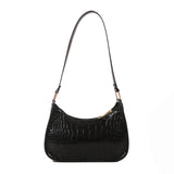 solvbao Crocodile Pattern Shoulder Bag, Fashion Mini Underarm Bag, Women's Zipper Handbag & Purse