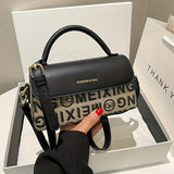 Trendy Letter Square Crossbody Bag, PU Leather Flap Shoulder Bag, Perfect Sling Bag For Daily Use