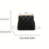 Argyle Quilted Clutch Purse, Women's Chain Crossbody Bag, Kiss Lock Cosmetics Bag