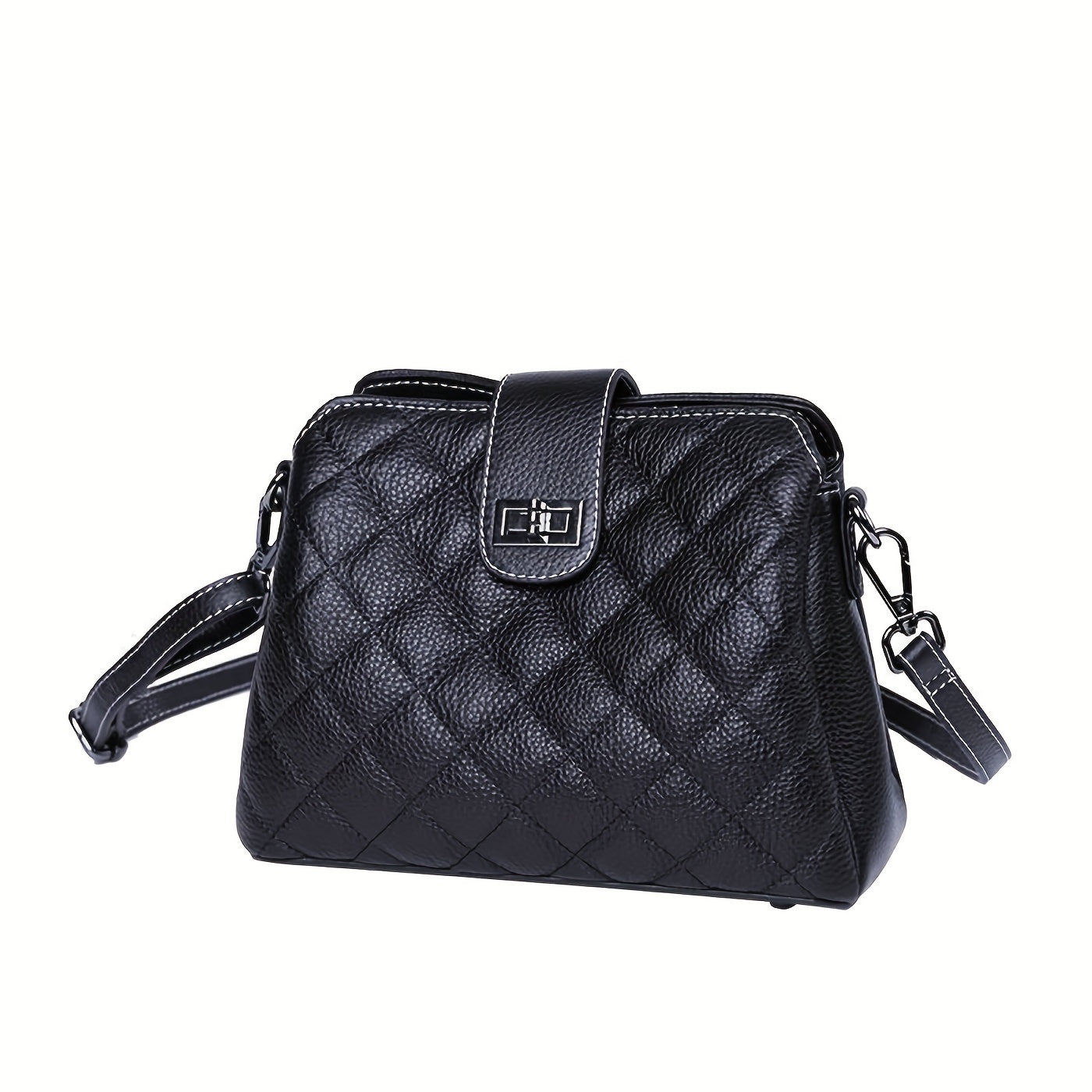 solvbao  Elegant Quilted Crossbody Bag, Fashion PU Shoulder Bag, Women's Casual Handbag & Phone Purse