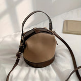 Vintage Suede Bucket Bag, Small Stylish Crossbody Bag, Women's Fashion Snap Button Handbags