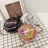 Stylish Graffiti Basketball Design Shoulder Bag, Solid Color Minimalist Chain Bag, Trendy Coin Purse